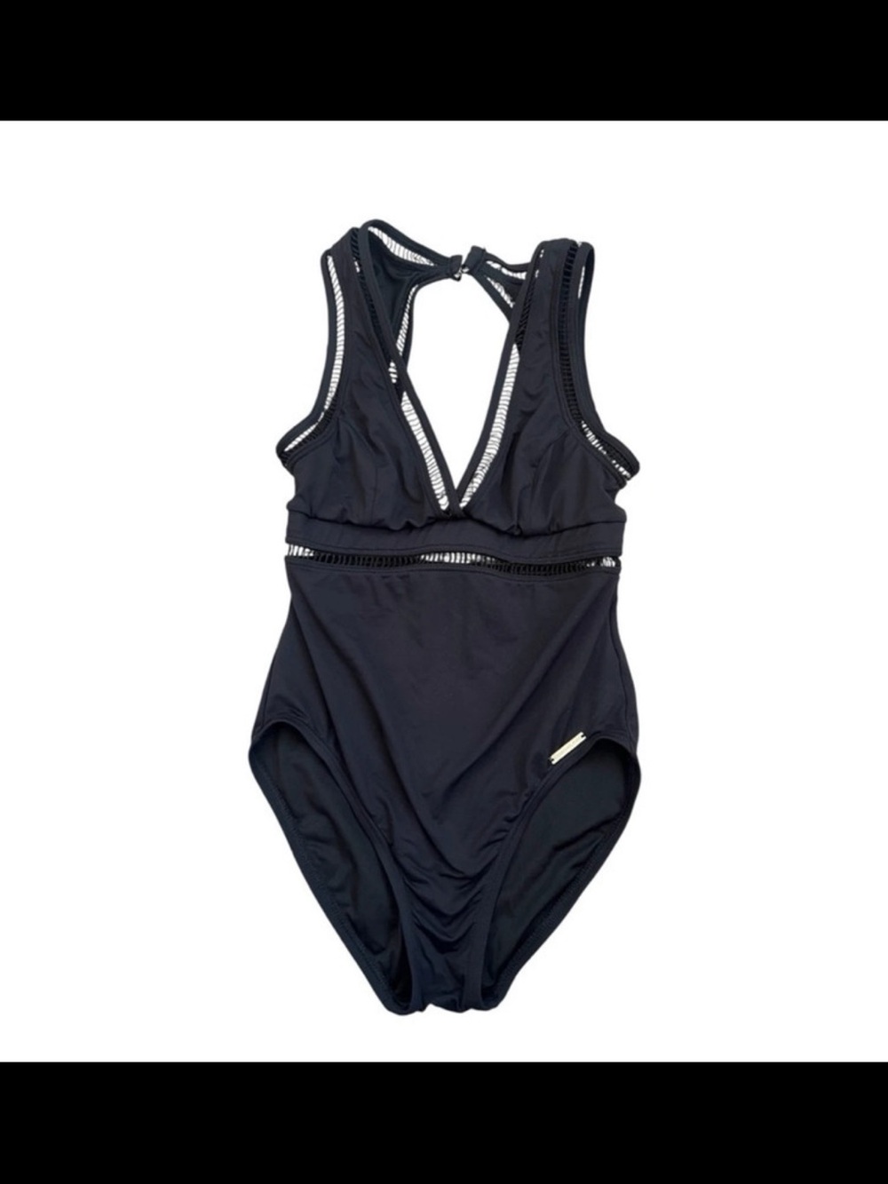 MICHAEL Michael Kors Black One-Piece Swimsuit with Ladder Trim Detail